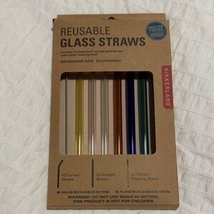 Kikkerland Multicolor Glass Straw Set
